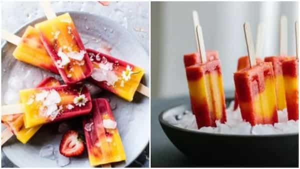 When life gives you mango and strawberry, make popsicles with it. Recipe inside