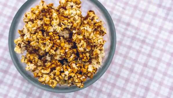 A meta recipe of caramel popcorn coated with bacon and beer