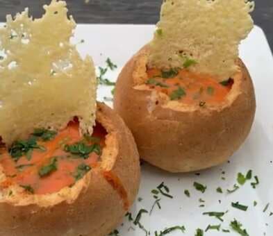 Tomato Soup In Garlic Bread Bowl: Try This Soup With A Twist