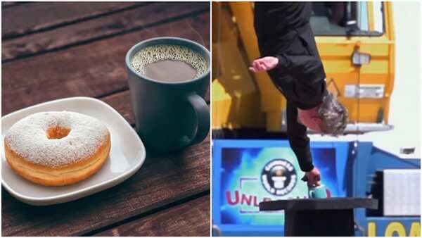 Man Bungee Jumps To Dunk Donut In Coffee, Makes Guinness Records