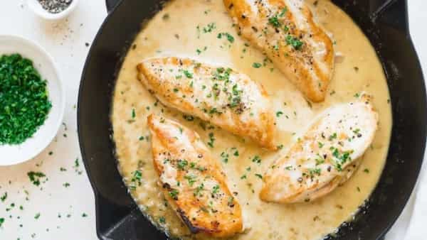 Grilled Chicken With Tarragon Sauce: Juicy Meat In Creamy Sauce