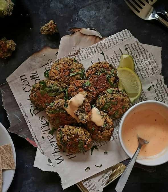 Baked sprout moong falafel