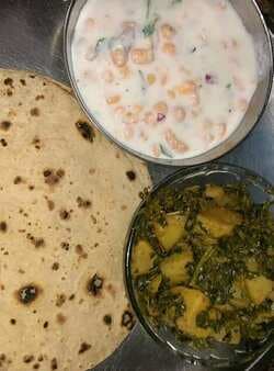 Methi with curd and chapati