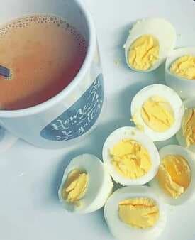 Boiled egg with tea