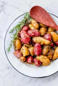 Braised Fingerling Potatoes With Garlic, Shallots, And Fresh Herbs