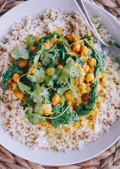 Braised Indian Chicken With Chickpeas And Spinach