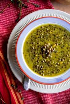 Green Lentil Soup With Coconut Milk And Indian Spices