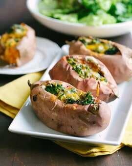 Broccoli Cheese Stuffed Sweet Potatoes
