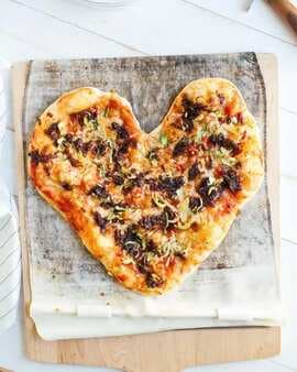 Caramelized Onion And Brussels Sprout Heart-Shaped Pizzas