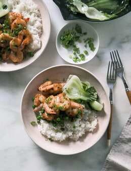 Ginger Shrimp Stir-Fry With Garlicky Bok Choy