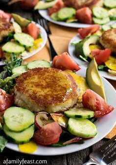 Summer Salad With Goat Cheese-Filled Potato Cakes