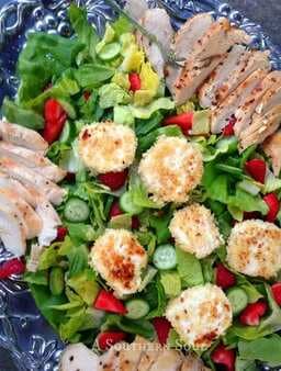 Grilled Chicken & Goat Cheese Salad With Strawberry Poppy Seed Vinaigrette