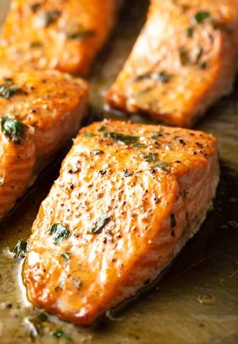 Broiled Salmon With Garlic Herb Butter 