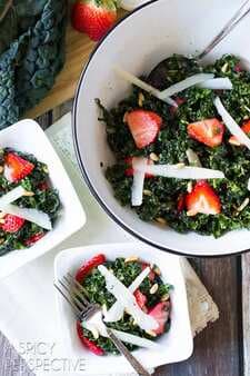 Kale Salad With Pecorino, Strawberries, Pine Nuts
