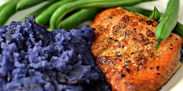 Carrie's Salmon With Purple Pureed Potatoes And French Green Beans