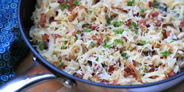Kohlrabi Noodles With Bacon And Parmesan