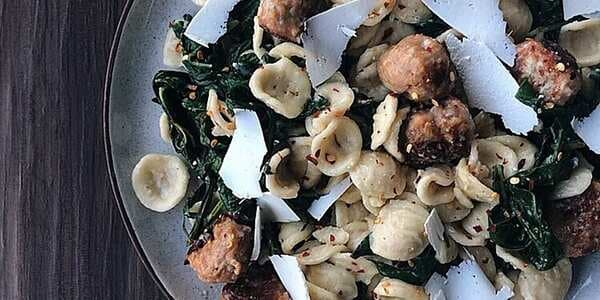Orecchiette With Spinach And Turkey Meatballs