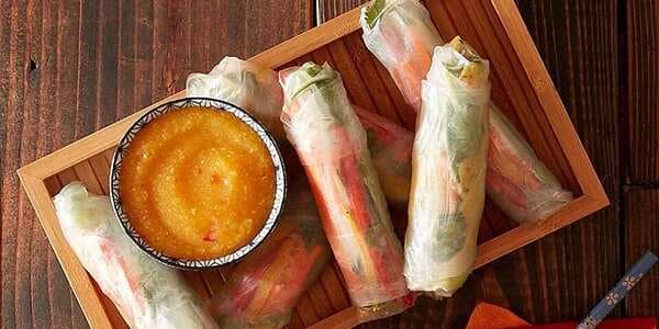 Veggie Spring Rolls With Thai Mango Dipping Sauce