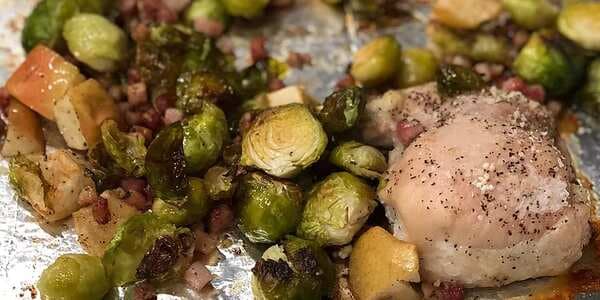 Chicken, Apple, And Brussels Sprout Sheet Pan Dinner