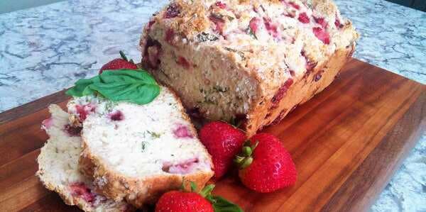 Strawberry Beer Bread With Fresh Basil