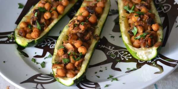 Zucchini With Chickpea And Mushroom Stuffing