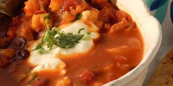 Spicy Chicken And Hominy Mexican Soup