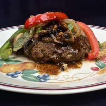 Hamburger Steaks With Peppers, Onions, And Mushrooms