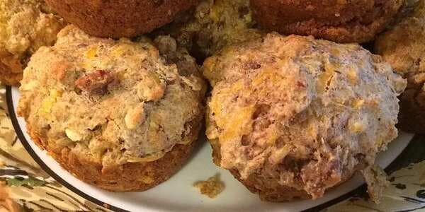 Savory Sausage, Cheese And Oat Muffins