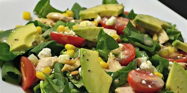 Spinach Salad With Chicken, Avocado, And Goat Cheese