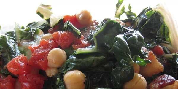 Swiss Chard With Garbanzo Beans And Fresh Tomatoes