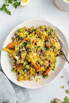Roasted Carrot Cauliflower Quinoa Salad With Sunshine Dressing