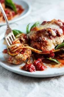 Baked Chicken Parmesan With Zucchini Noodles