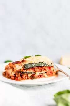 Zucchini Lasagna With Spicy Turkey Meat Sauce