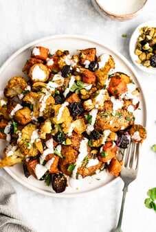Sheet Pan Moroccan Chicken With Sweet Potatoes & Cauliflower