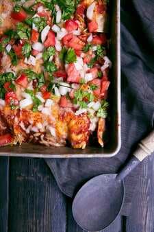 Skinny Refried Bean Chicken Enchiladas With Enchilada Sauce