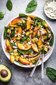 Peach Spinach Salad With Avocado, Toasted Almonds 