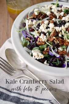 Kale Cranberry Salad with Feta & Pecans