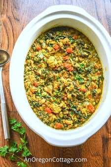 Slow Cooker Chicken Vegetable & Lentil Curry