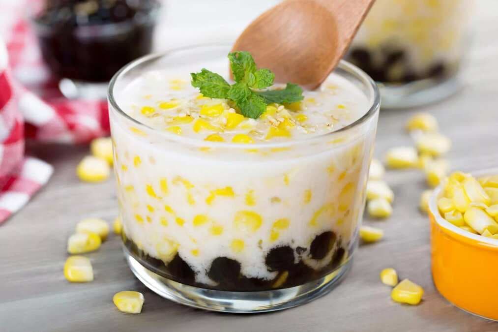 Coconut Milk With Corn And Boba