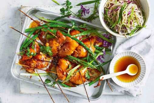 Chicken Yakitori Skewers With Soba Noodle Salad