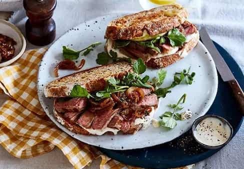 Curtis Stone's Caramelised Onion And Cheddar Steak Sandwich