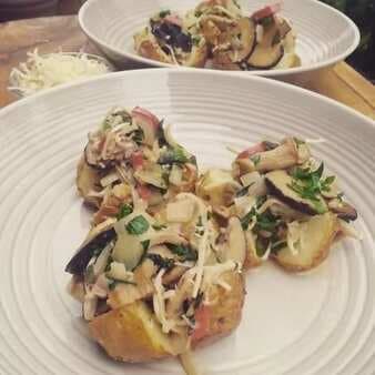 Jacket Potatoes Topped With Mushrooms