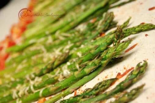 Roasted Asparagus And Cherry Tomatoes With Garlic And Parmesan
