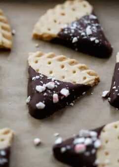 Chocolate Dipped Candy Cane Shortbread