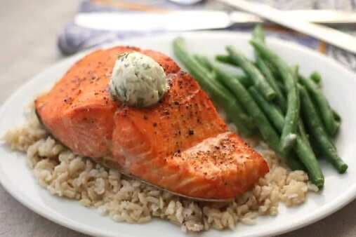 Broiled Salmon With Peppery Dill Compound Butter