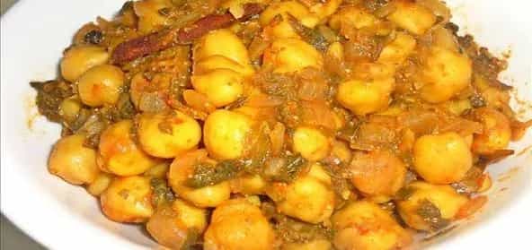 Channa With Amaranth Leaves