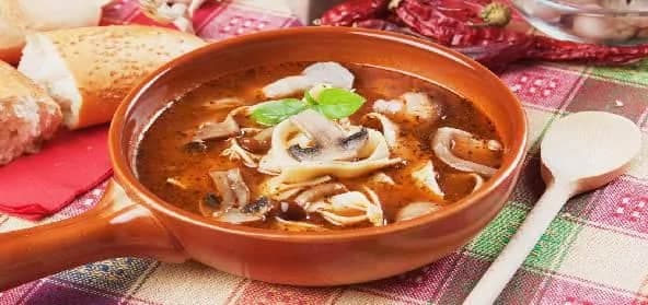 Chinese Noodle And Mushroom Soup