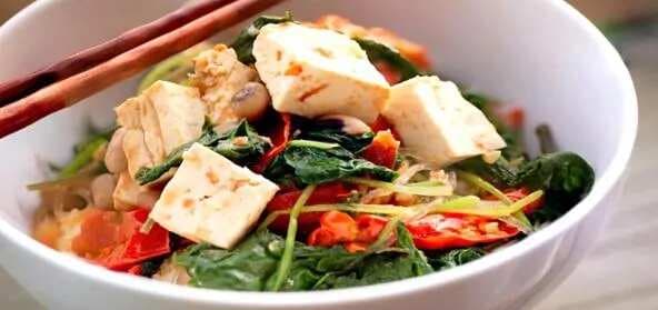 Tofu With Winter Vegetables And Spinach