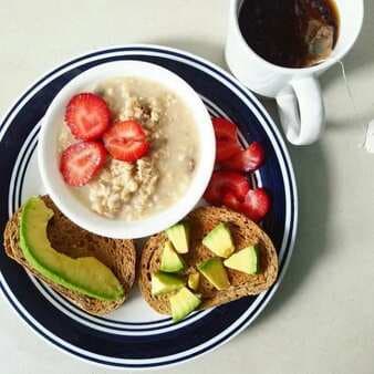 Avocado toasts and berry oatmeal (american)