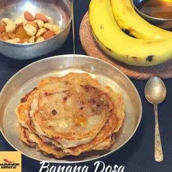 Banana dosa (banana pancake with nuts)